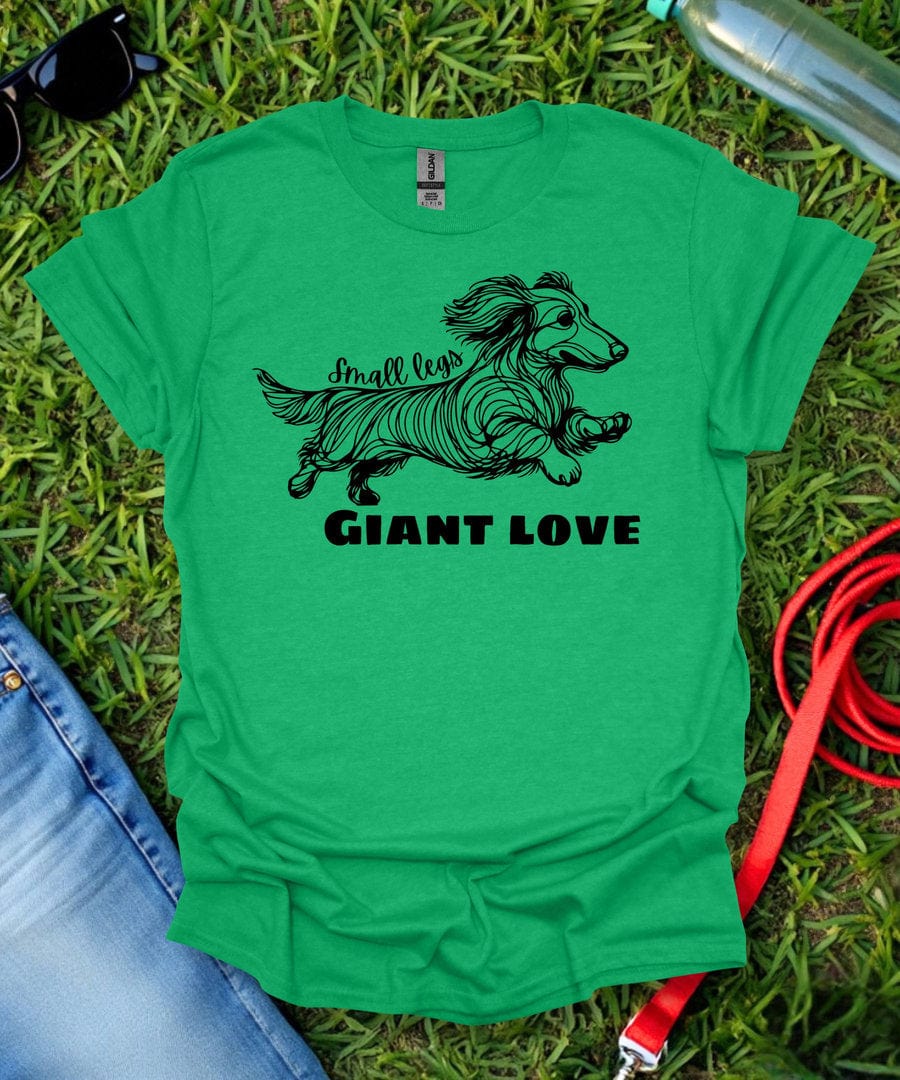 Small Legs, Giant Love (Long haired Dachshund)T-Shirt