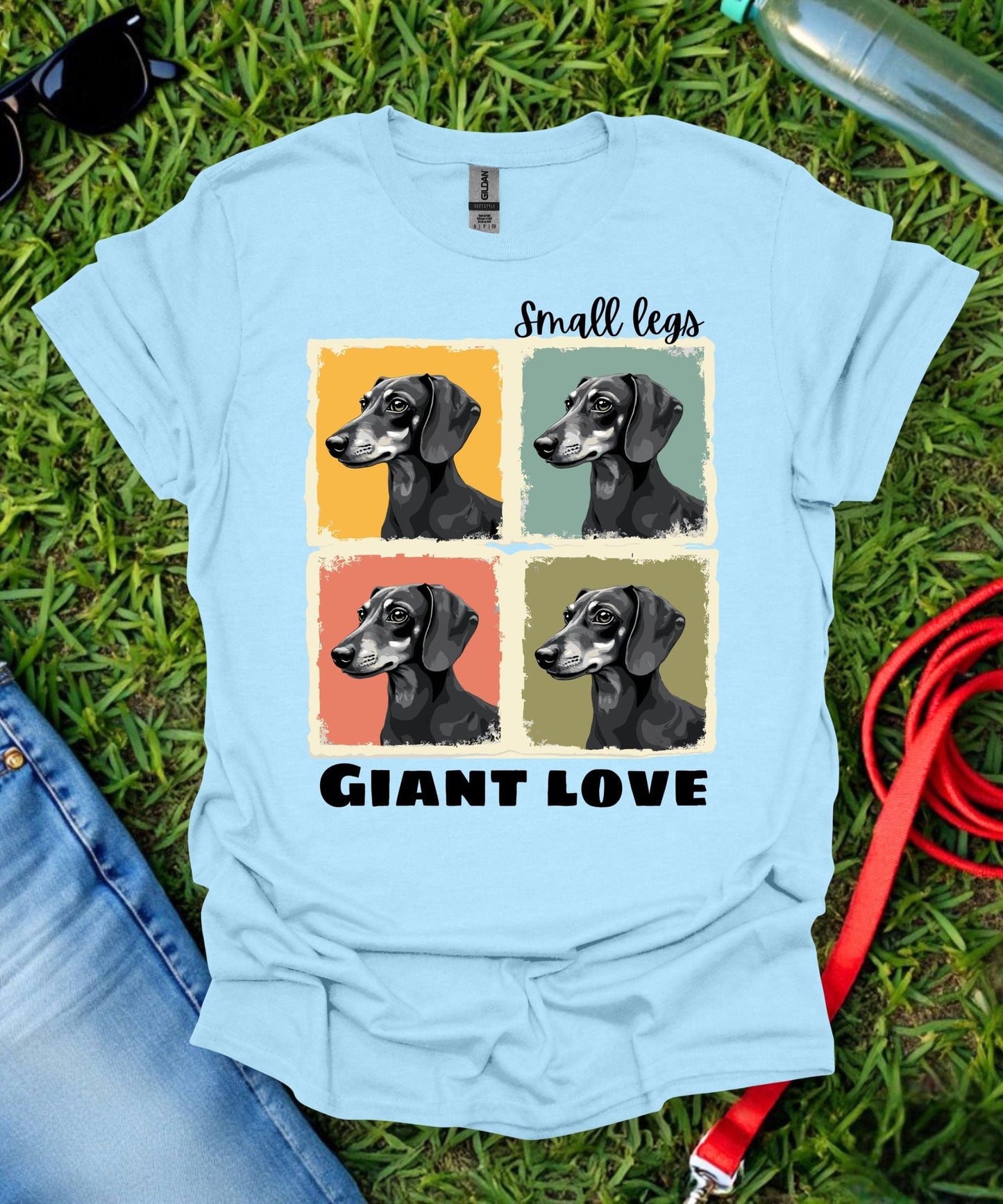 Small Legs Giant Love Grid Dachshund T-Shirt