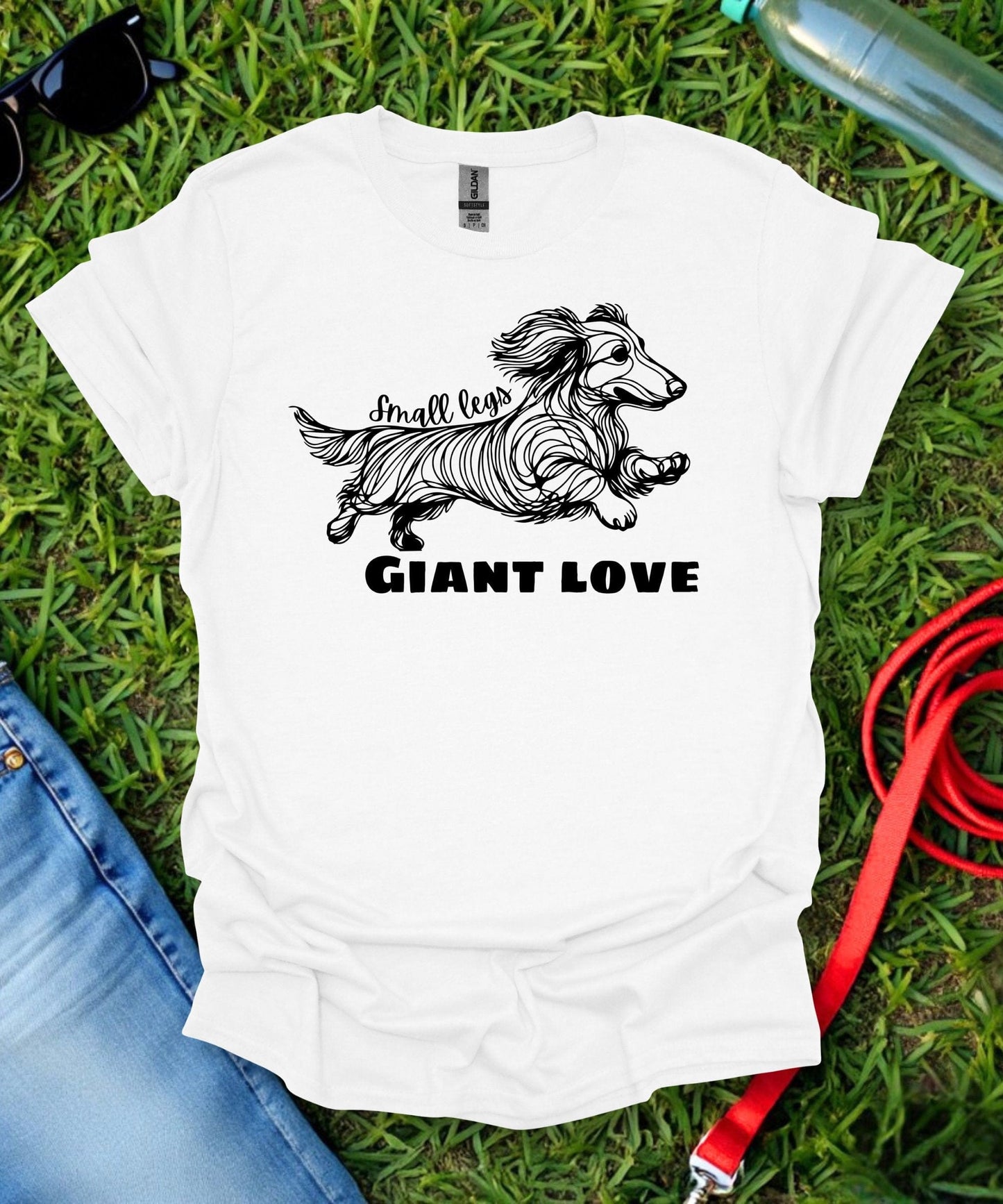 Small Legs, Giant Love (Long haired Dachshund)T-Shirt