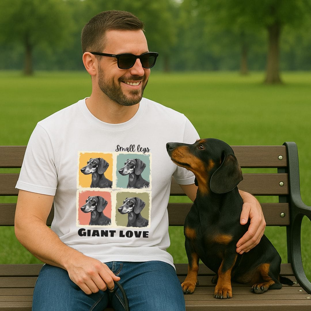 Small Legs Giant Love Grid Dachshund T-Shirt