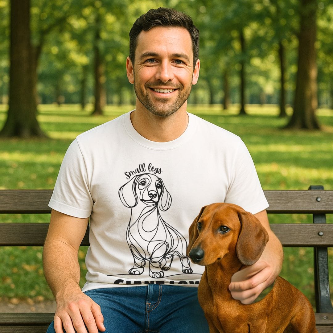 Small Legs Giant Love (Short haired Dachshund) T-Shirt