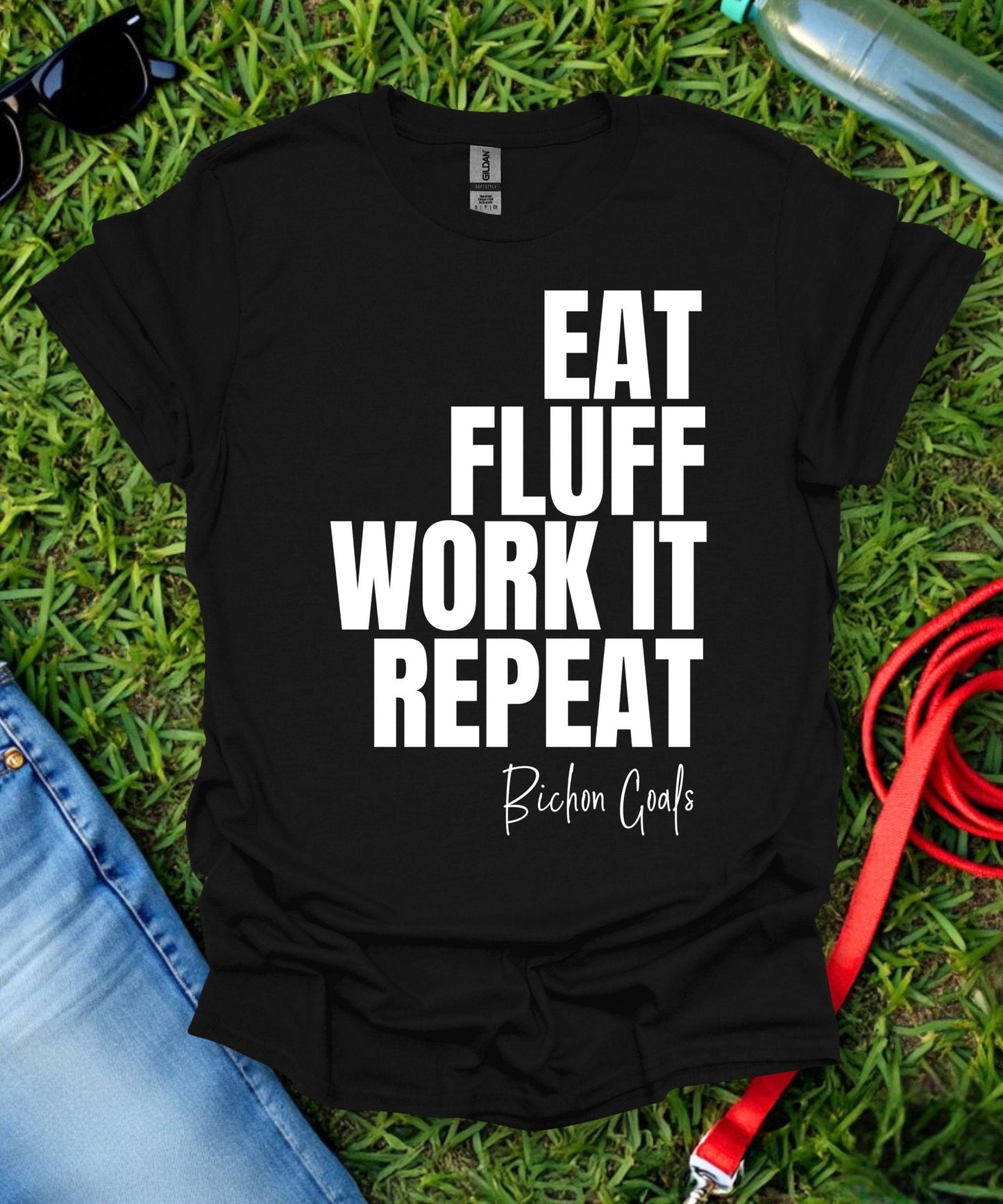 Eat Fluff Work It Repeat Bichon T-Shirt