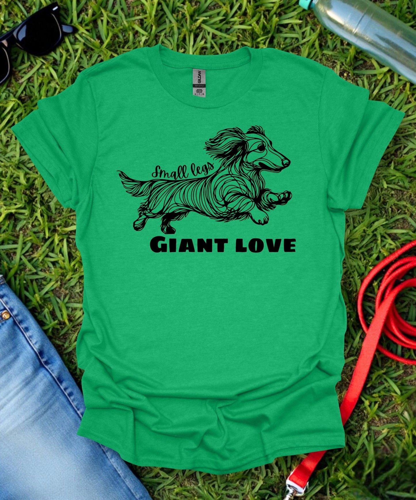 Small Legs, Giant Love (Long haired Dachshund)T-Shirt
