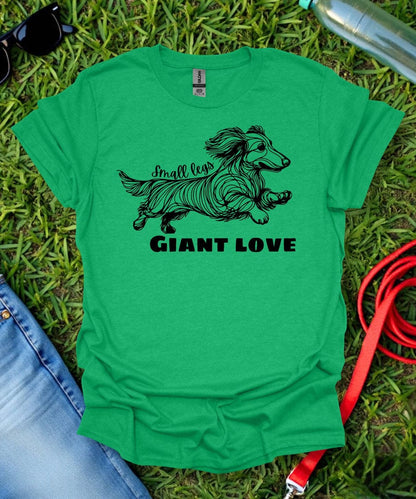 Small Legs, Giant Love (Long haired Dachshund)T-Shirt