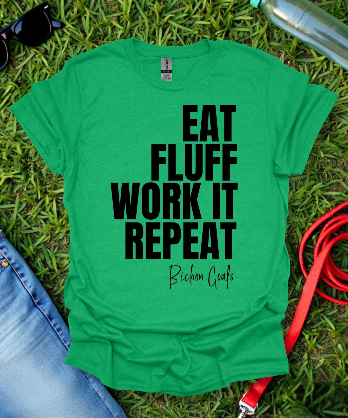 Eat Fluff Work It Repeat Bichon T-Shirt