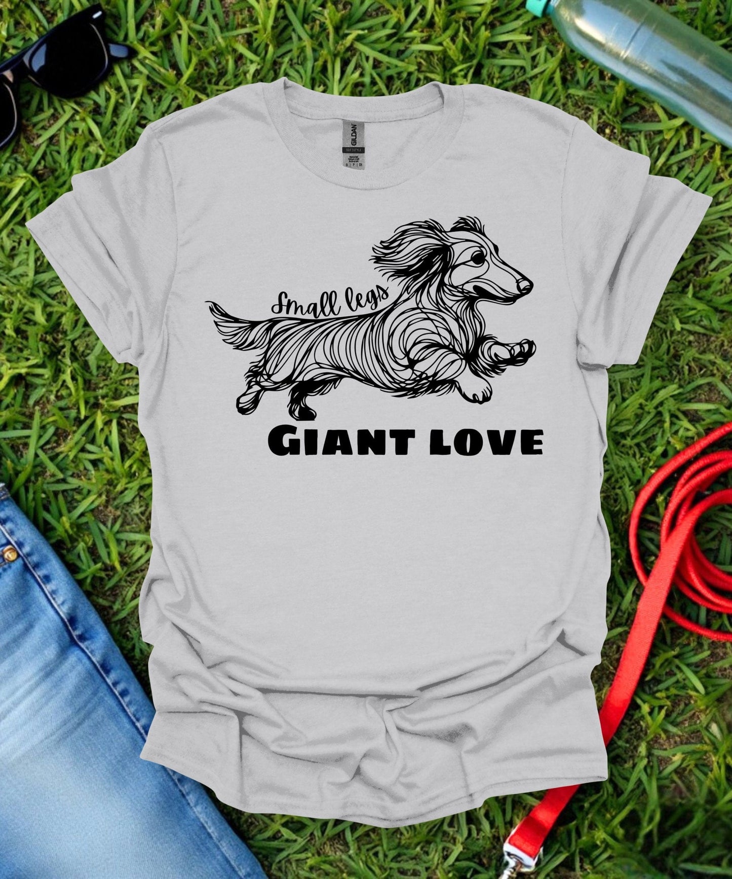 Small Legs, Giant Love (Long haired Dachshund)T-Shirt