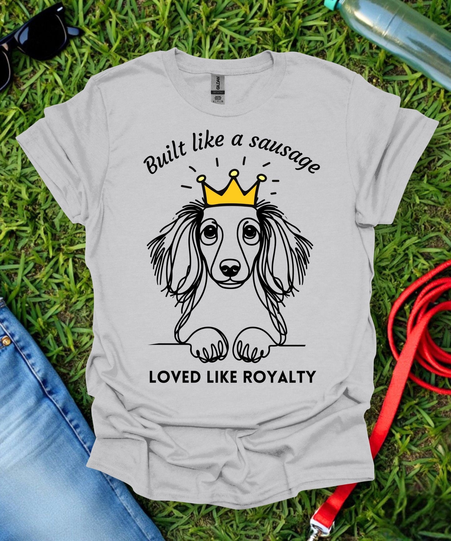 Built Like a Sausage (Long haired Dachshund) T-Shirt