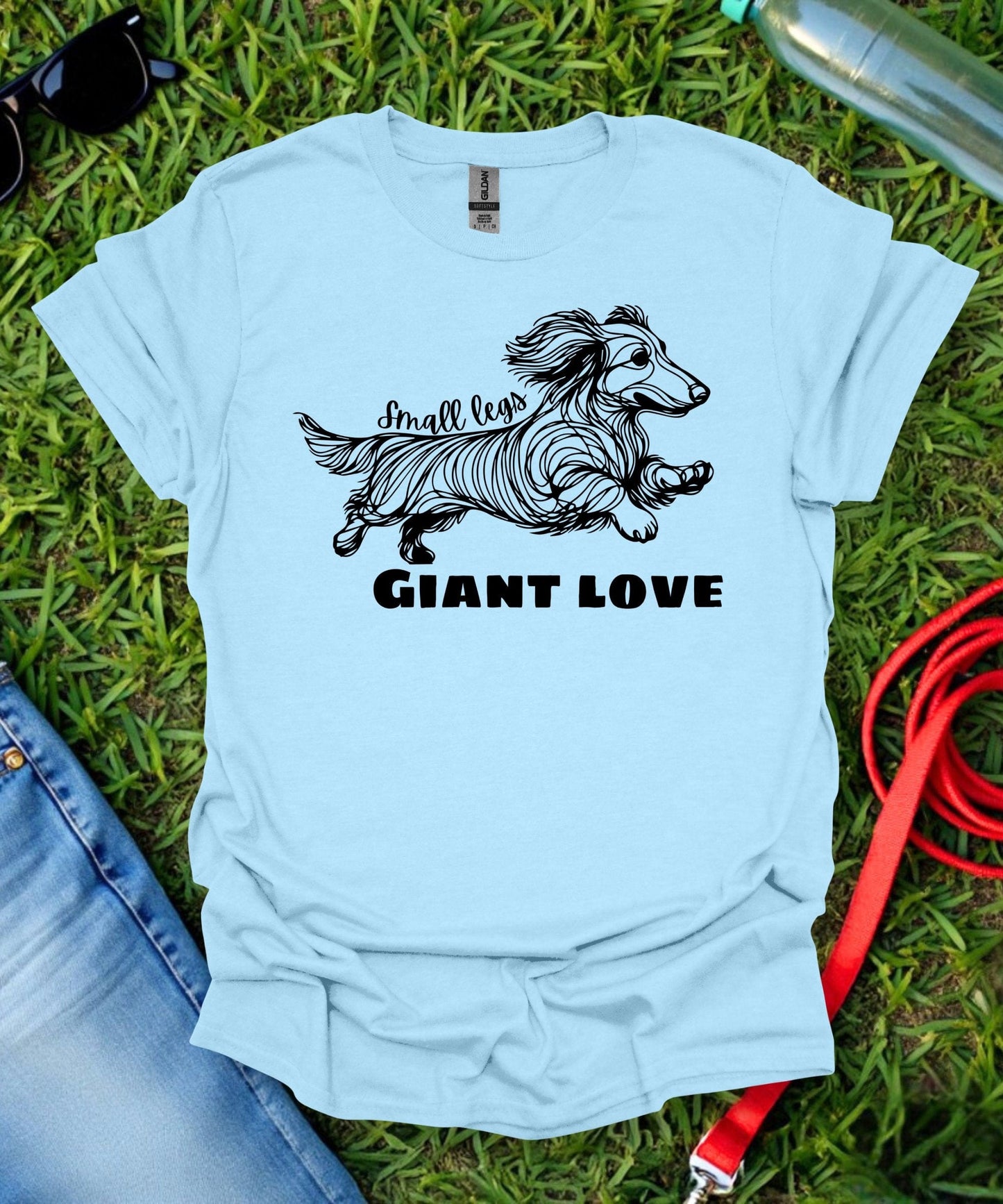 Small Legs, Giant Love (Long haired Dachshund)T-Shirt