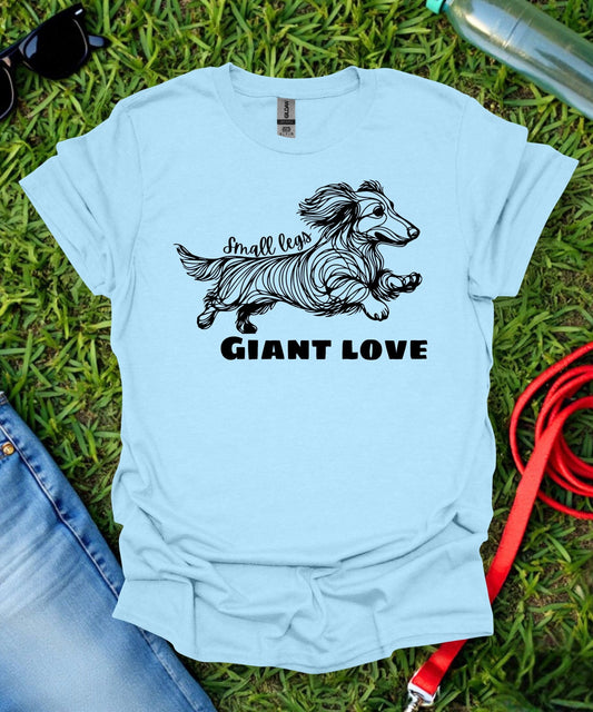 Small Legs, Giant Love (Long haired Dachshund)T-Shirt