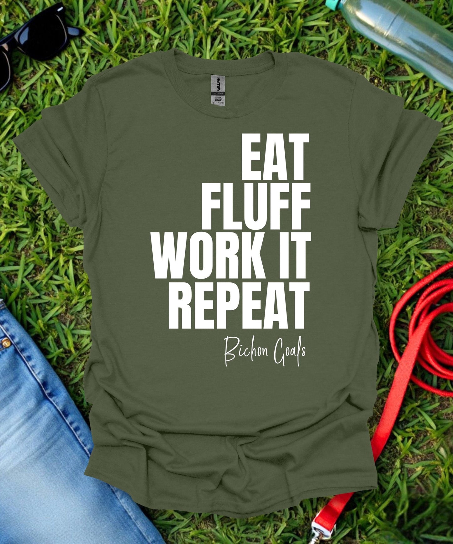 Eat Fluff Work It Repeat Bichon T-Shirt