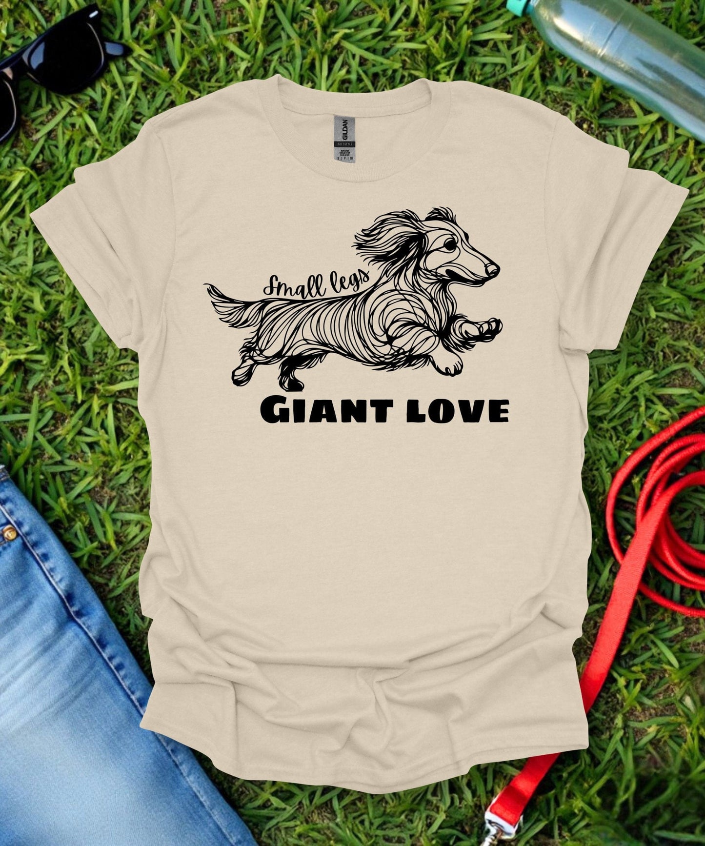Small Legs, Giant Love (Long haired Dachshund)T-Shirt
