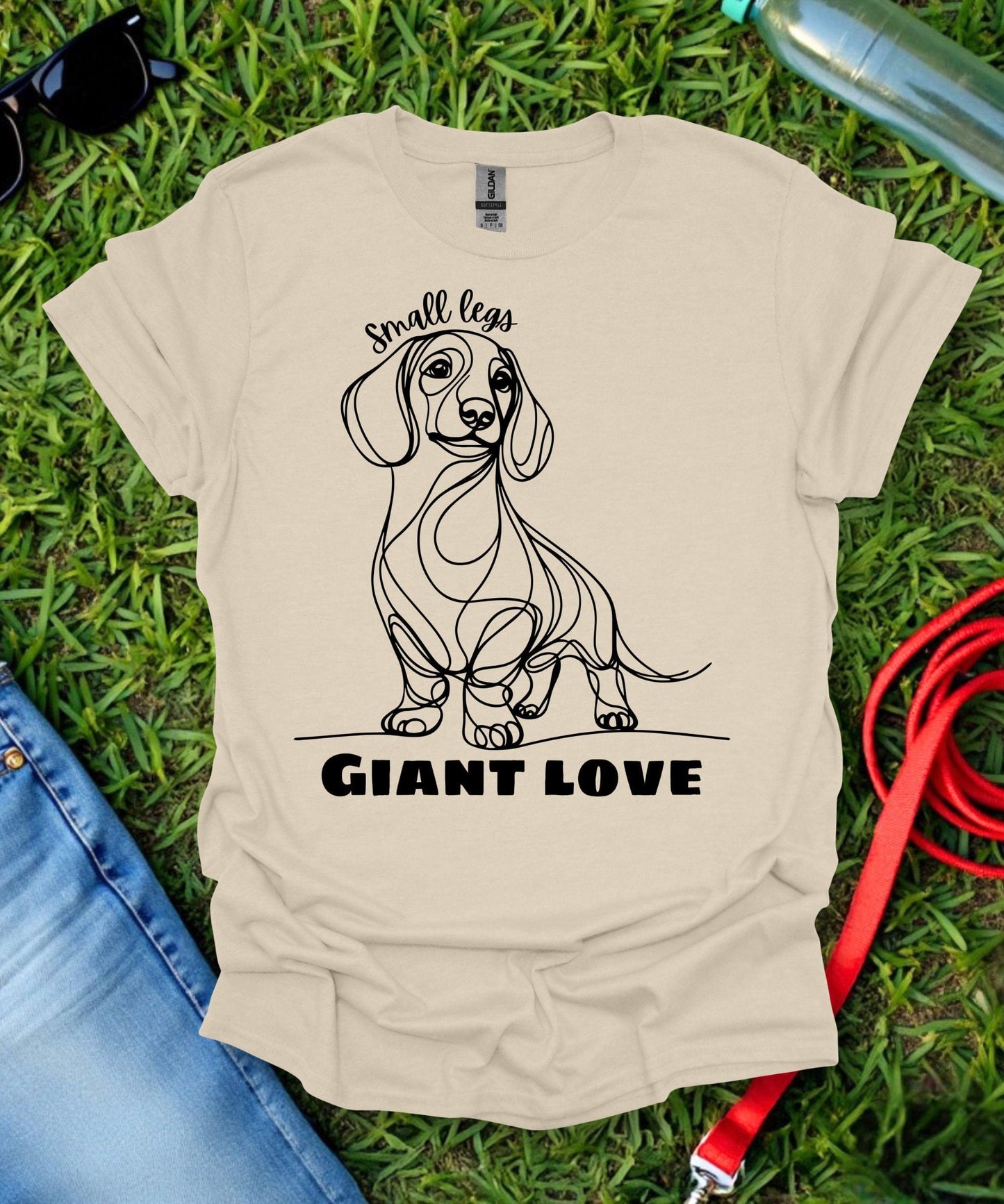 Small Legs Giant Love (Short haired Dachshund) T-Shirt