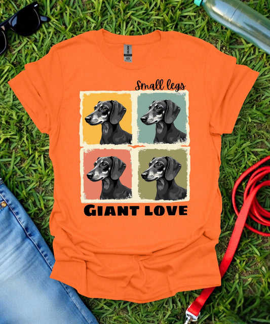 Small Legs Giant Love Grid Dachshund T-Shirt