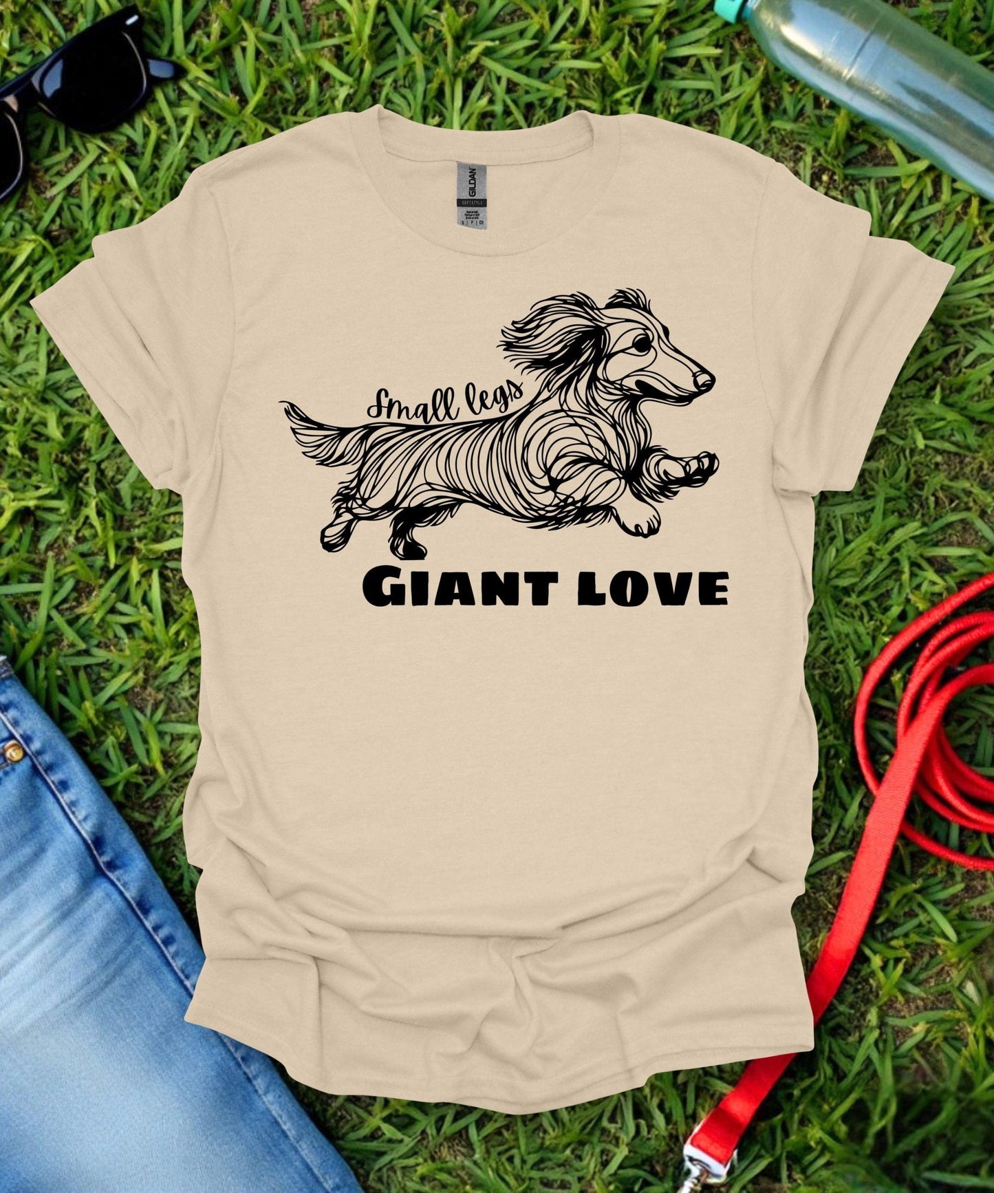 Small Legs, Giant Love (Long haired Dachshund)T-Shirt