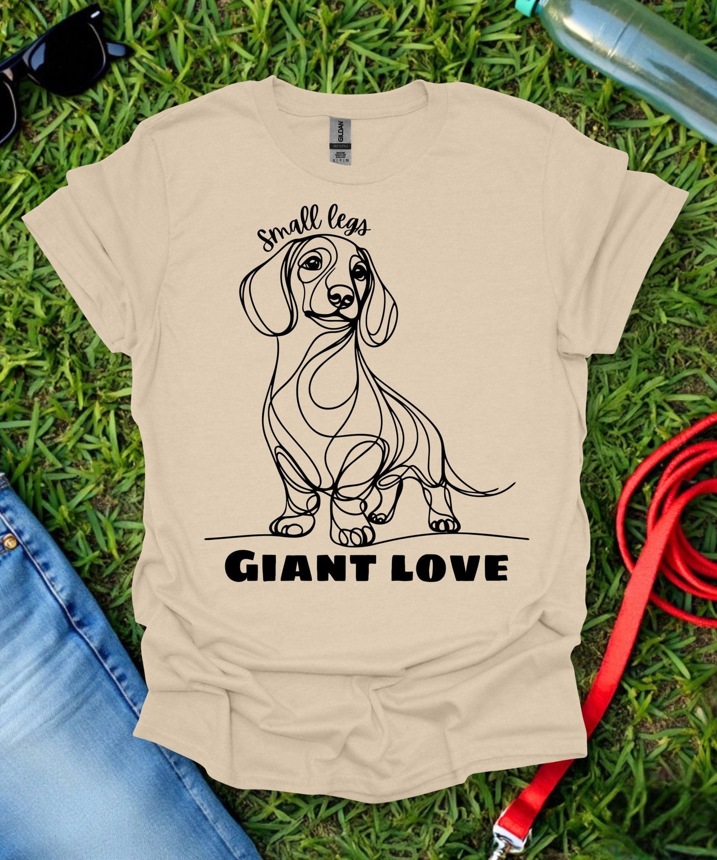 Small Legs Giant Love (Short haired Dachshund) T-Shirt