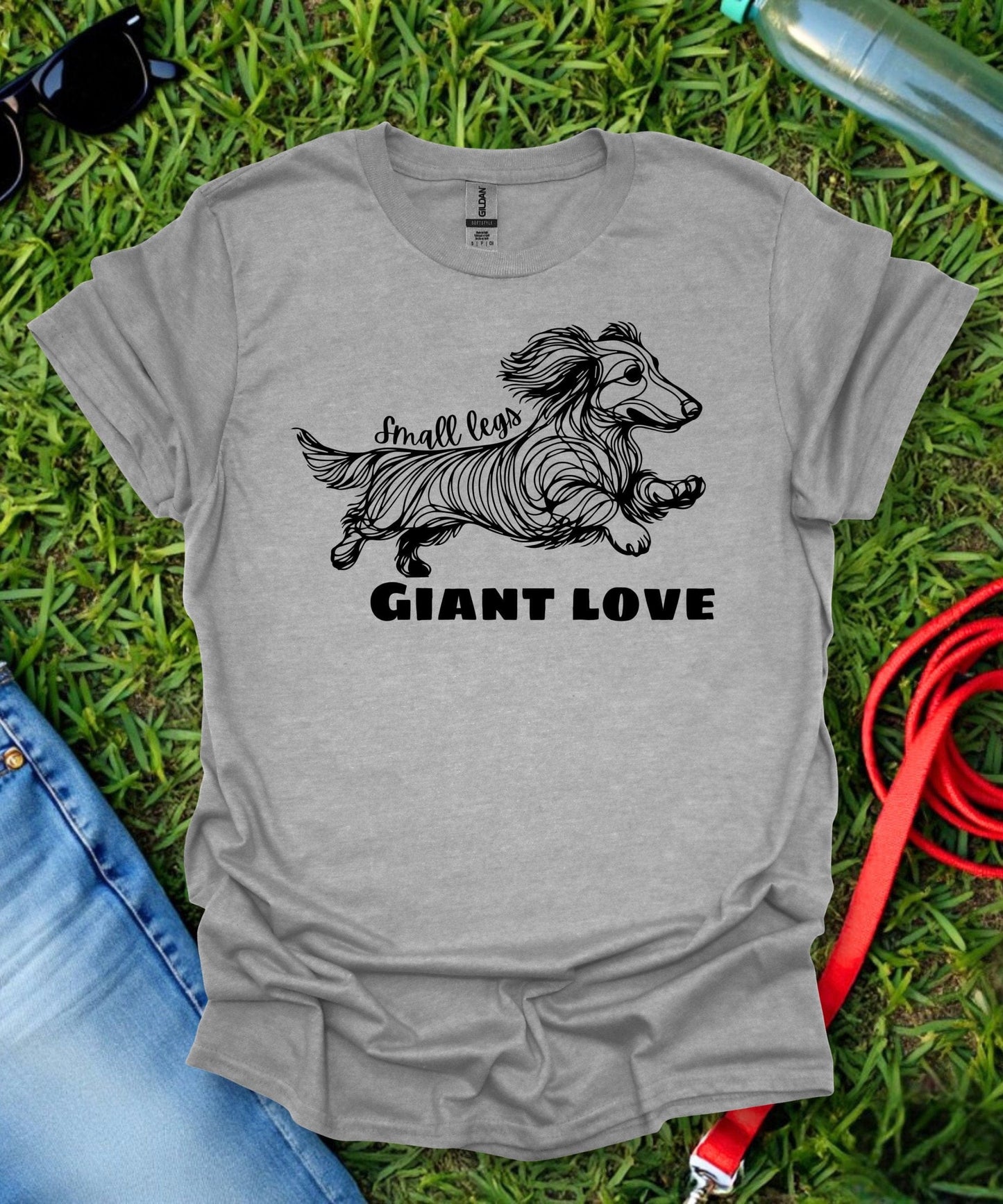 Small Legs, Giant Love (Long haired Dachshund)T-Shirt