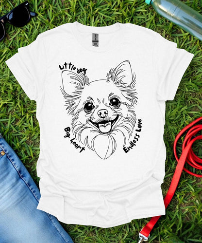 Little Dog Big Heart (Long haired Chihuahua) T-Shirt